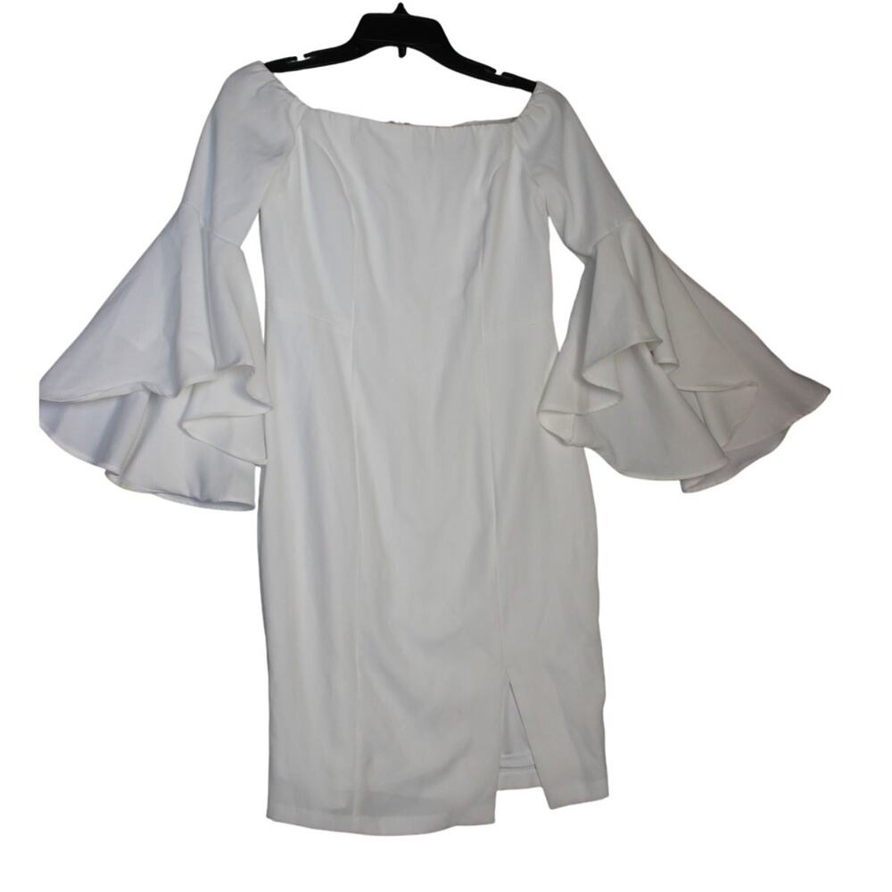 Venus Women's Square Neck Dress Bell Sleeve White Size 2